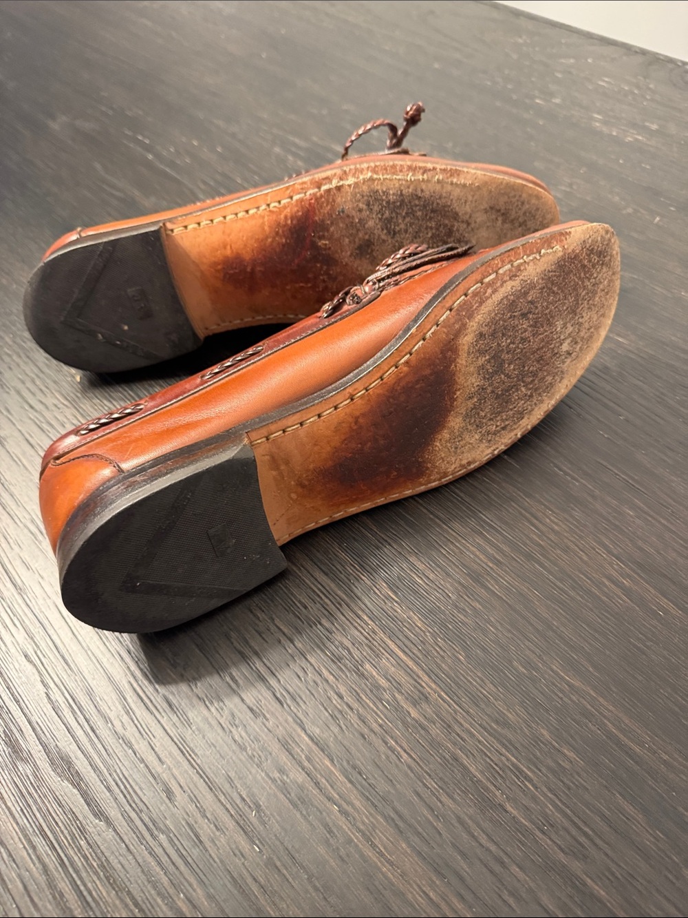 Allen Edmonds Chestnut Leather Tassel Kiltie Loafers - Picture 3 of 6